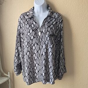 Michael Kors Black and White Snakeskin Blouse